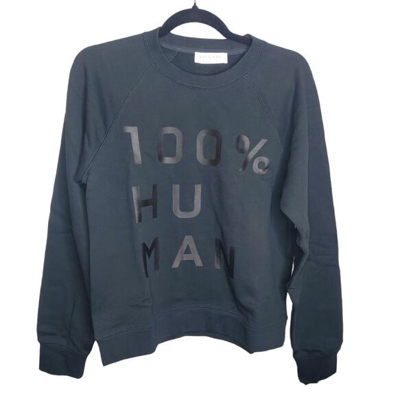 Everlane The 100% Human Typography Sweatshirt - Unisex Size Small Black on Black - Picture 5 of 10